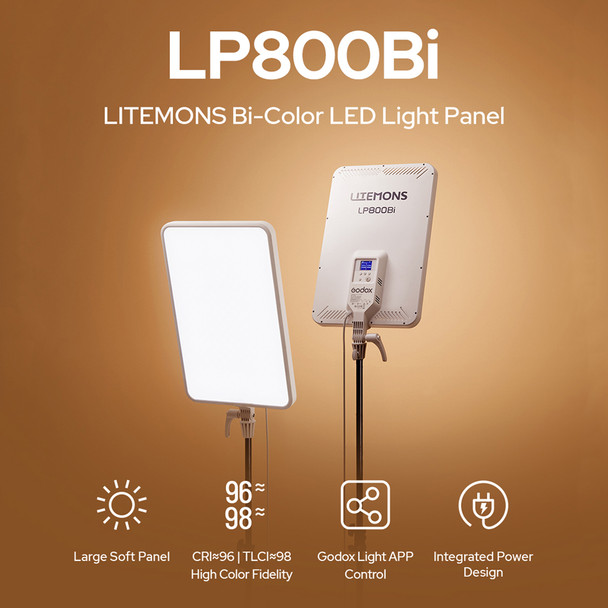 Godox LP800Bi Litemons 85W Bi-Color LED Light Panel (2800K-6500K) with 1.9m Light Stand 