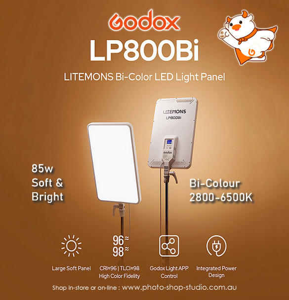 Godox LP800Bi Litemons 85W Bi-Color LED Soft Light Panel w Light Stand