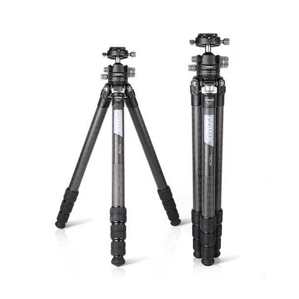 Coman TSC34A40 TSC Hussar Series 1.4m Carbon Fiber Outdoor Compact Travel Tripod with Ball Head (Max Load 20kg) 