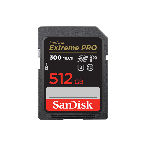 SanDisk Extreme Pro 512GB 300MB/s V90 SDXC UHS-II Memory Card