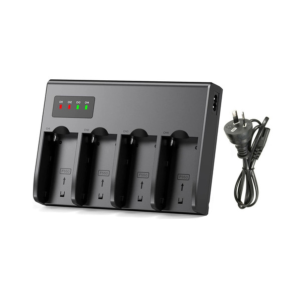 Fotolux NP-4C  4-slot NP-F LCD Battery Charger for Sony NP-F550/ NP-F570 /NP-F750 /NP-F970