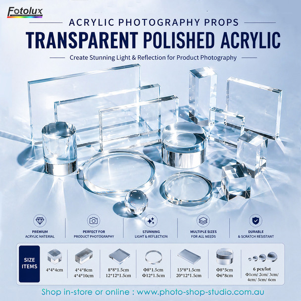  Fotolux Transparent Polished Acrylic Geometric Display Photography Props for Product Photography 