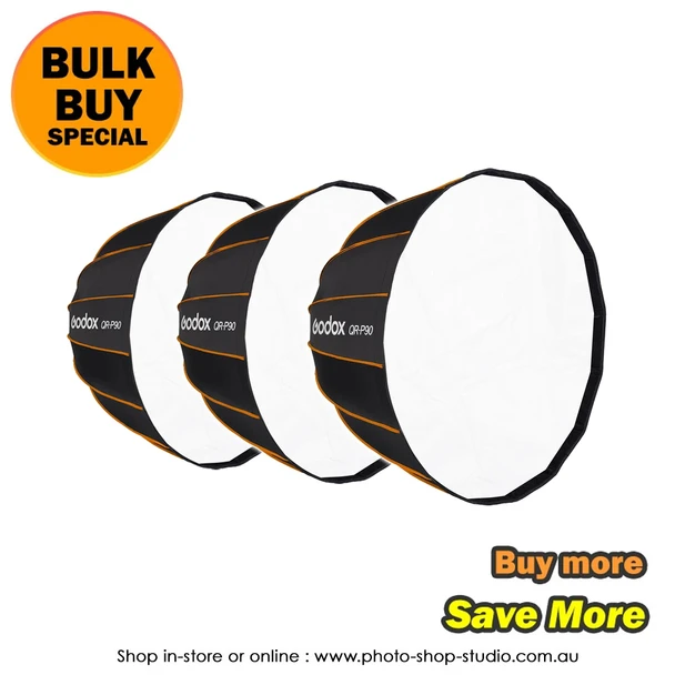  Godox 3x  QR-P90 90cm 16 Rods Parabolic Softbox + Bag - Bulk Buy ($156.17 each)