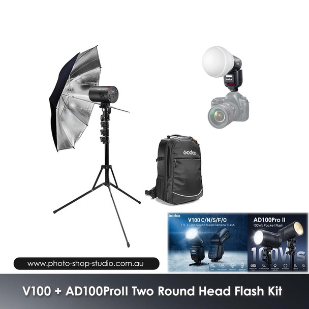 Godox V100 + AD100ProII Two Flash Kit