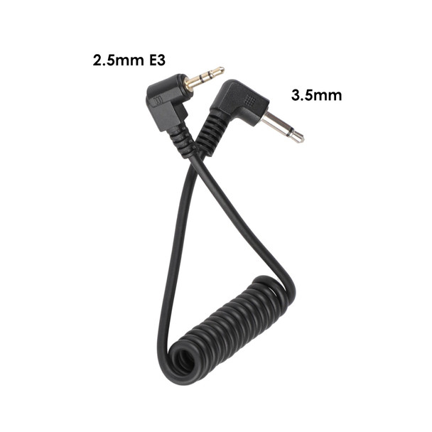 Fotolux E3 2.5mm to 3.5mm Jack Right Angle Coiled Connecting Cable (25cm-35cm)  for Canon 