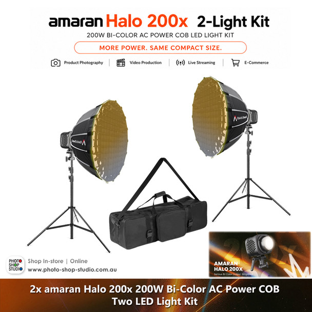 Aputure 2x amaran Halo 200x  200W Bi-Color AC Power COB Two LED Light Kit 