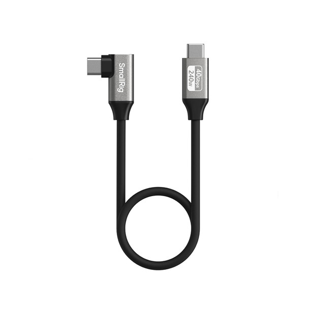 SmallRig 5075 PD 240W USB-C Straight to USB-C Angled Fast Charging Data Cable (35cm)