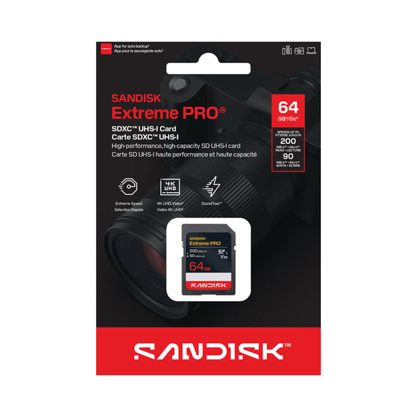 SanDisk 64GB Extreme PRO SD UHS-I Memory Card 200MB/s V30 