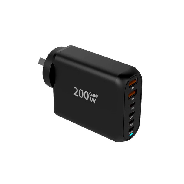 Fotolux WC-PD200 200W GaN 3 6-Port USB-C PD & QC 3.0 USB-A Fast Charger (AU Plug)