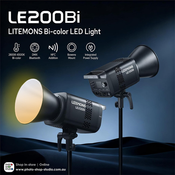 Godox LE200Bi Litemons 220W Bi-color COB AC Power LED Light 2800K-6500K (Black)