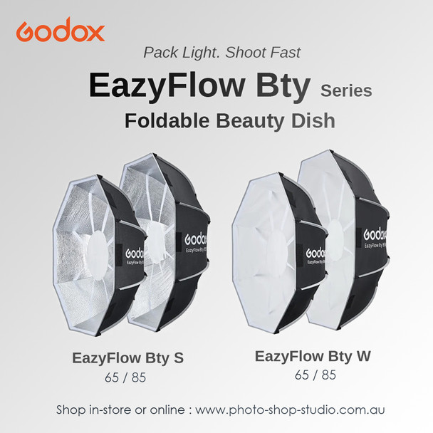 Godox EazyFlow Bty 65W (65cm) Black & White Quick Release Foldable Beauty Dish with Grid (Bowens Mount)