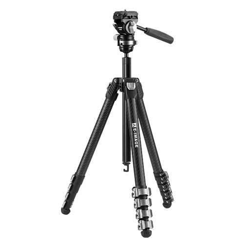 E-Image TC205B Carbon Fibre Travel Tripod with Pan-Handle Ball Head, 5kg Payload