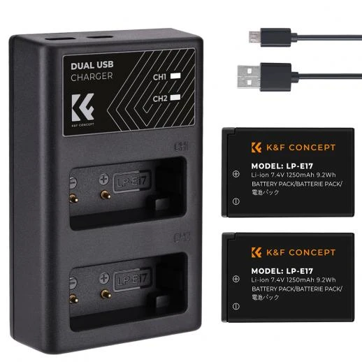 K&F Concept KF28.0014 LP-E17 Battery and Dual Charger Kit for Canon