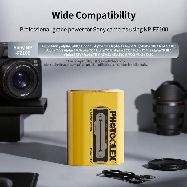 PHOTOOLEX Camera Battery Pro for Sony NP-FZ100 – Single Battery
