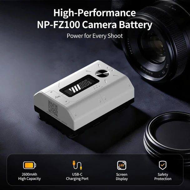 PHOTOOLEX BS-163PL Camera Battery Pro for Sony NP-FZ100 w USB-C Port