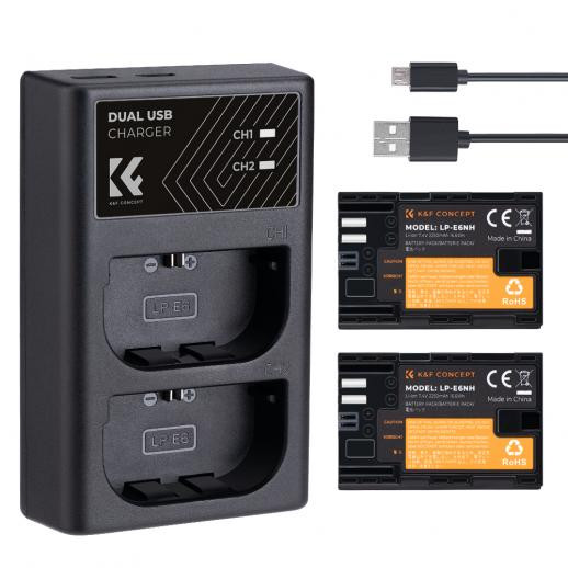 K&F Concept KF28.0021 LP-E6NH  Battery and Dual Charger Kit for Canon