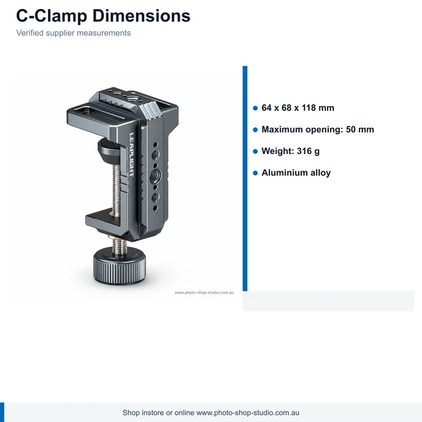 LEAPLIGHT LYM4 Aluminium C-Clamp with NATO, 1/4-inch and 3/8-inch Mounts - product image 4