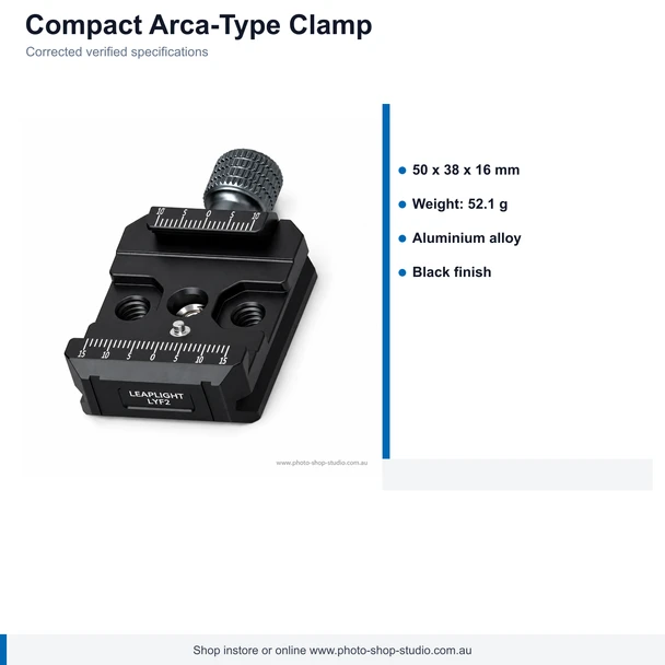 LEAPLIGHT LYF2 Universal Arca-Type Quick Release Clamp - Black - product image 3