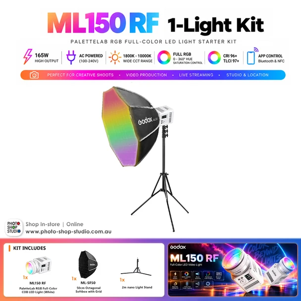 Godox 1 x ML150RF 165W PaletteLab RGB Full-Color COB LED Light Starter Kit - White