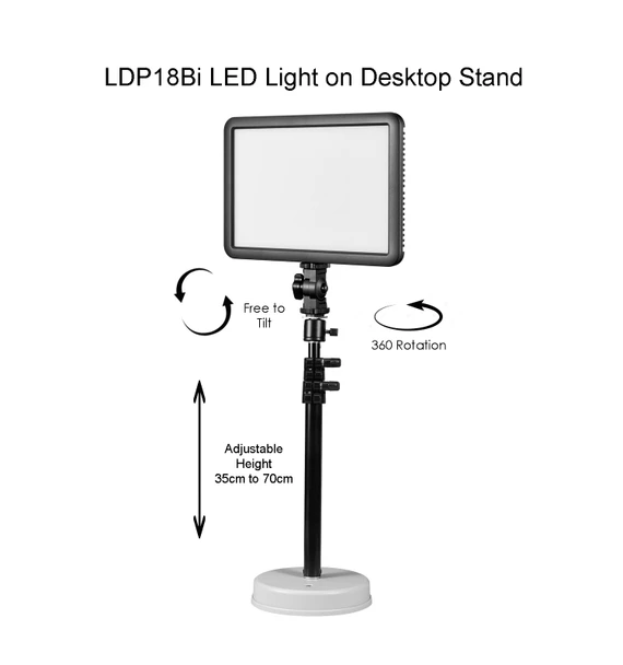 Godox LDP18BiDT 22W Bi-Color LED Video Light Panel on Desktop Stand