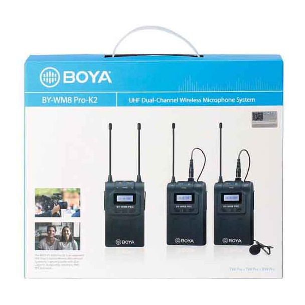 BOYA BY-WM8 Pro-K2 UHF Dual-Channel Wireless Microphone System Kit (Lavalier , 100m)