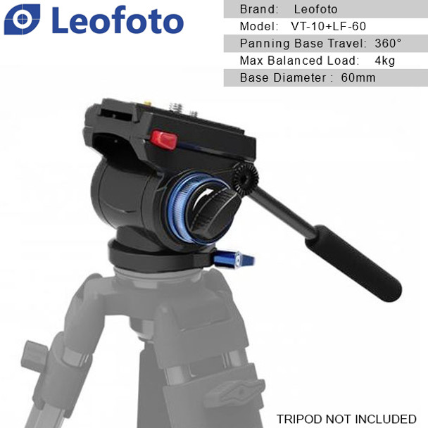 Leofoto VT-10 60mm Flat Base Video Fluid Head