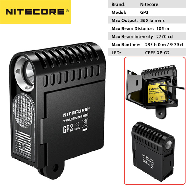 Nitecore GP3 360 Lumens LED Action Camera Light for GoPro & Sony Action Cameras