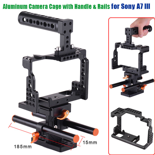 Fotolux Aluminum Camera Cage with Handle & Rails for Sony A7, A7II , A7III, A7SII, A7M3, A7RII, A7RIII 