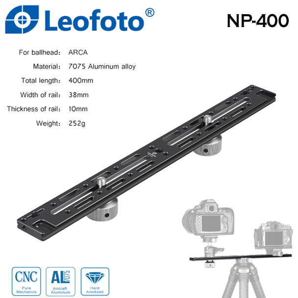 Leofoto NP-400 400mm Long Multi Purpose Rail Quick Release Plate (Arca swiss)