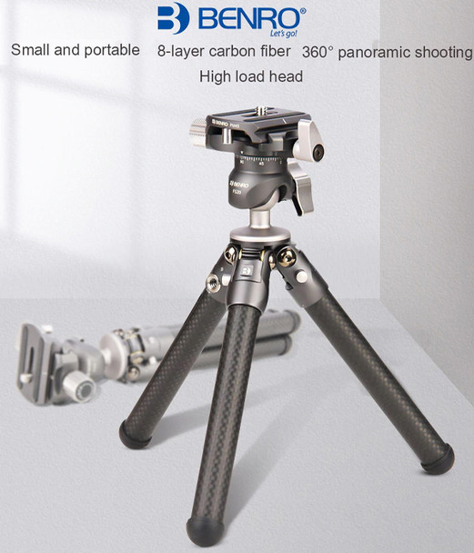 Benro SC05K Carbon Fiber Mini Table Tripod with Phone Holder (Max Load 3kg , Clamp Range  48-100mm)