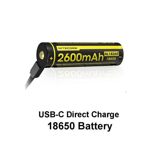 Nitecore NL1826R 18650 USB-C Direct Charge 2600mAh Li-ion Battery