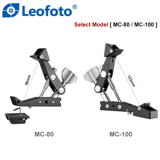 Leofoto Aluminium Multipurpose Clamp [MC-80 / MC-100] for Pole , Tripod , Ball Head , Magic Arm 