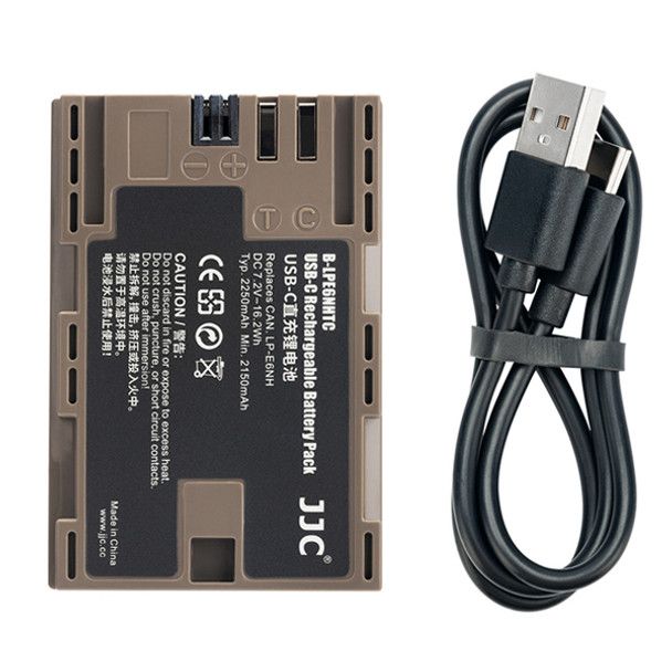 JJC B-LPE6NHTC 7.2V 2250mAh USB-C Rechargeable Li-ion Battery (Replaces Canon LP-E6NH)