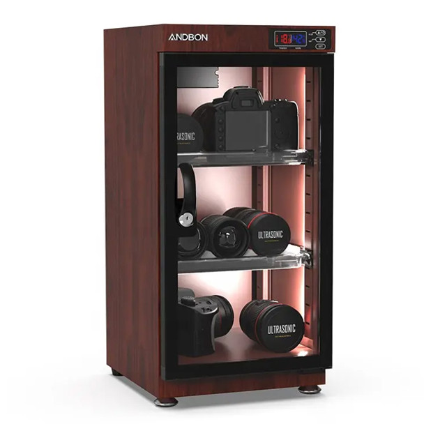 Andbon AD-50S-RM 50L Small Auto-Dehumidifier Digital Dry Cabinet (Dark Wood Grain)