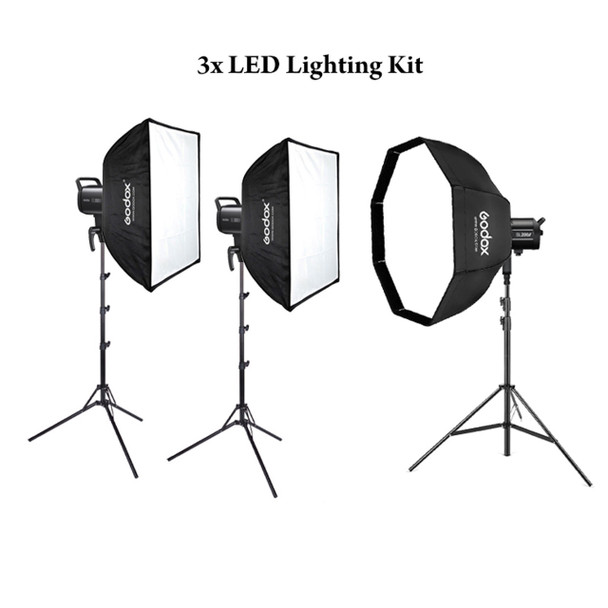 Godox 3x SL200III 215W AC Power Pro Video LED Three Lighting Kit