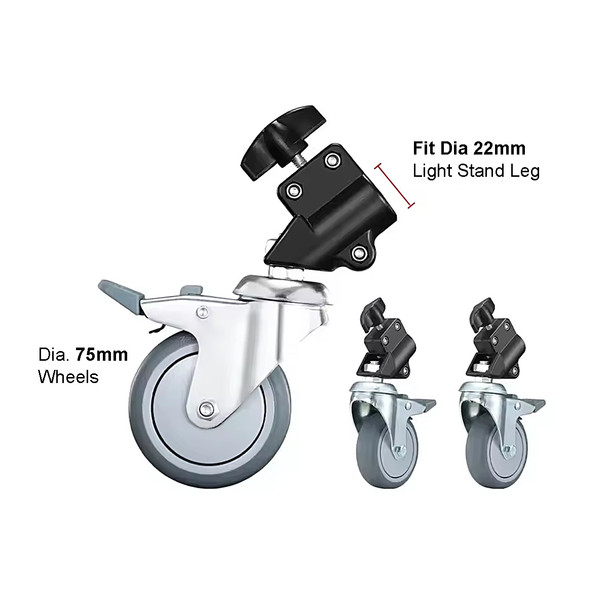 Fotolux SZ-C22  3-in-1 Light Stand Roller Wheels Caster Set ( Fits Max. Ø22mm legs)