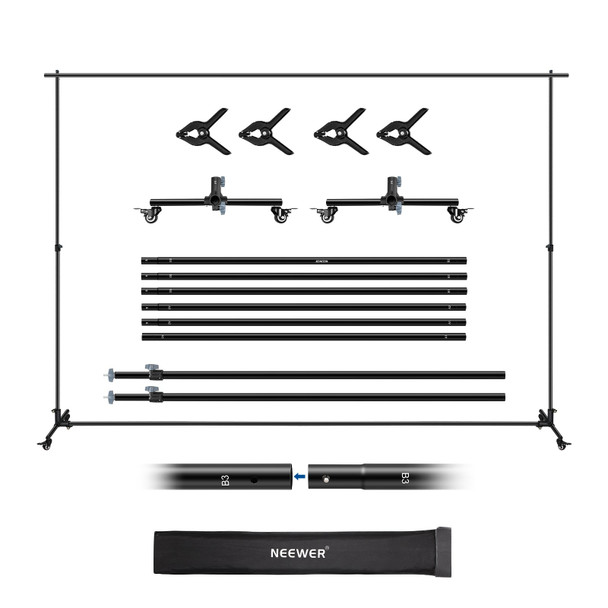 NEEWER NK-01 Adjustable Backdrop Stand Heavy Duty with 360° Wheels (3m W x 2.1m H)  