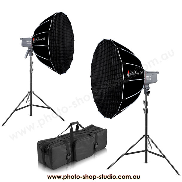  Aputure 2x Amaran 200X S 200W Bi-Color AC Power COB Two LED Light Kit