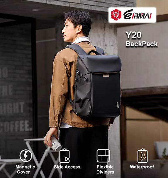 Eirmai Y20 20L Magnetic front buckle Camera Backpack Bag (Black) 