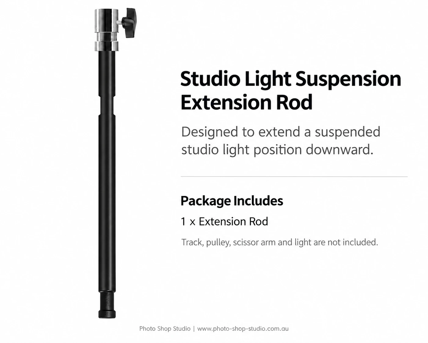 Fotolux studio light suspension extension rod and confirmed package contents