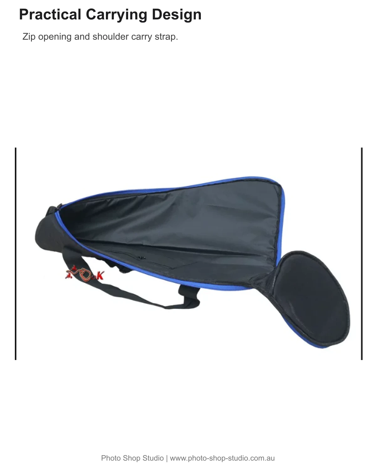 Fotolux LD-95 tripod carry bag zip opening and shoulder strap
