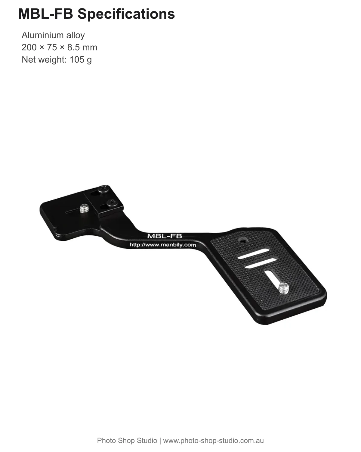 Manbily MBL-FB aluminium bracket dimensions and 105g weight
