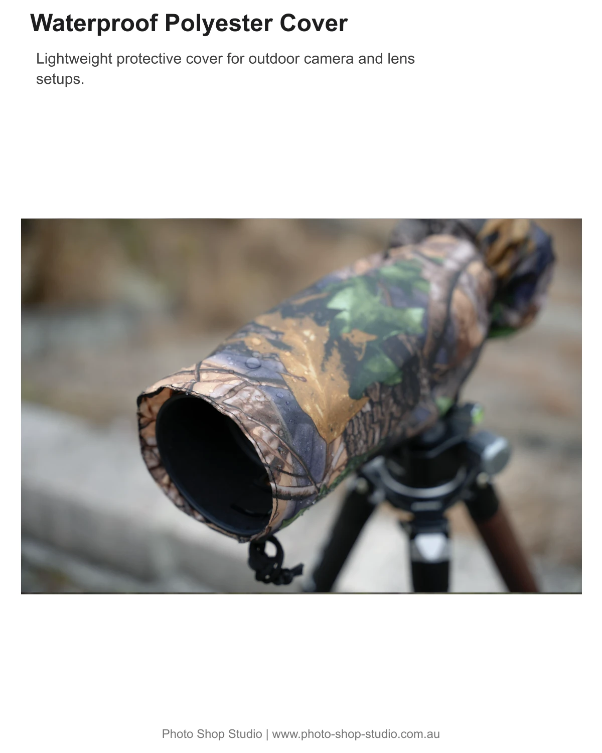 Waterproof polyester detail of the Fotolux 57cm tree camouflage rain cover