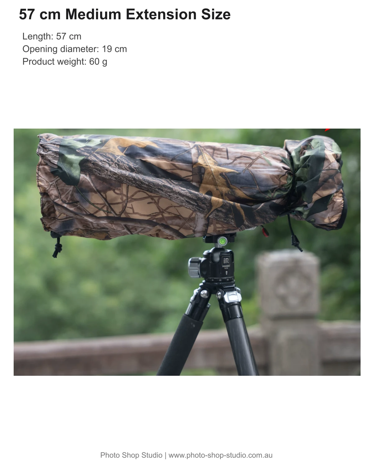 Fotolux 57cm rain cover dimensions, 19cm opening and 60g weight
