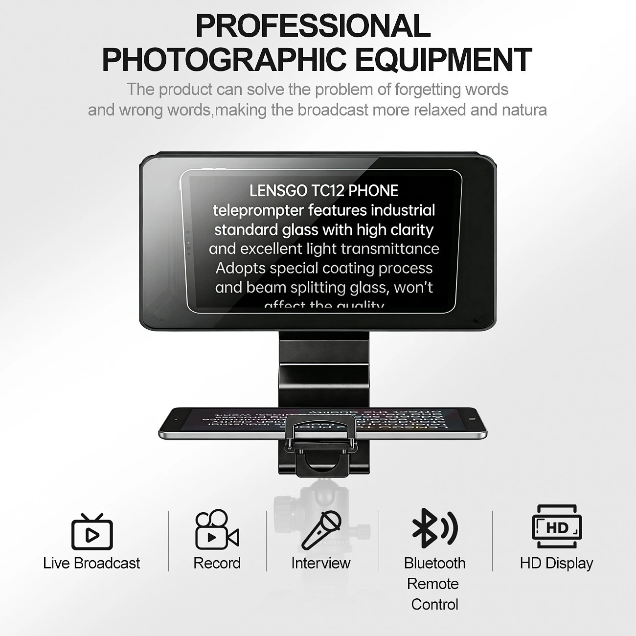 Lensgo TC12P Smartphone and Tablet Teleprompter - detail 2