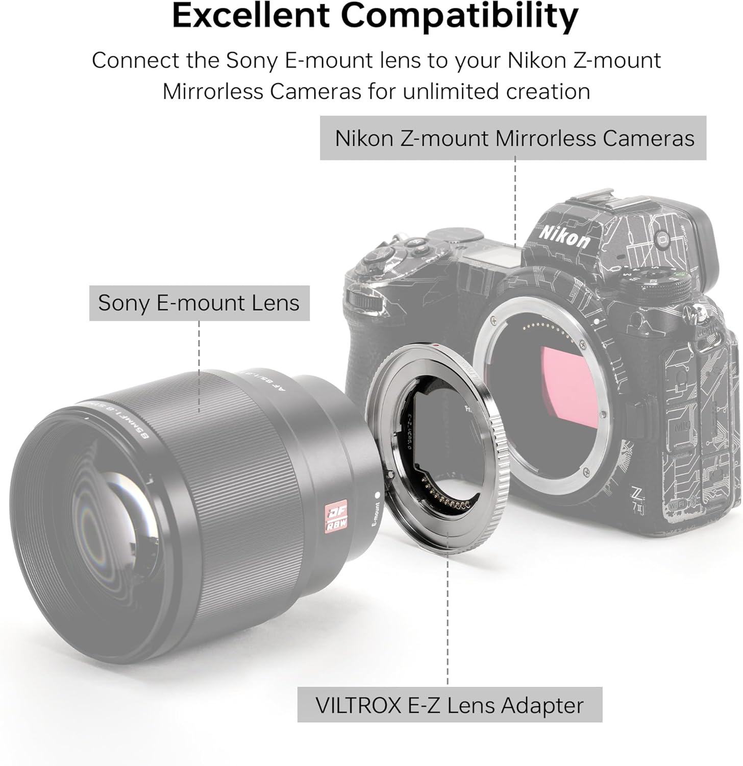 Lenses Z To E Mount Adapter Viltrox E-Z AF Lens Mount Adapter