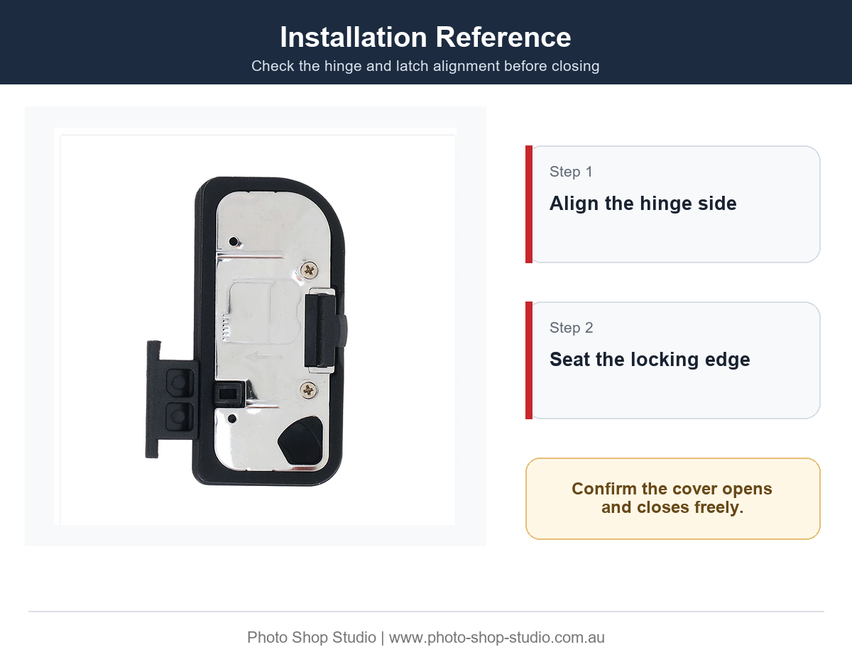 Fotolux Nikon D850 replacement battery chamber cover installation reference