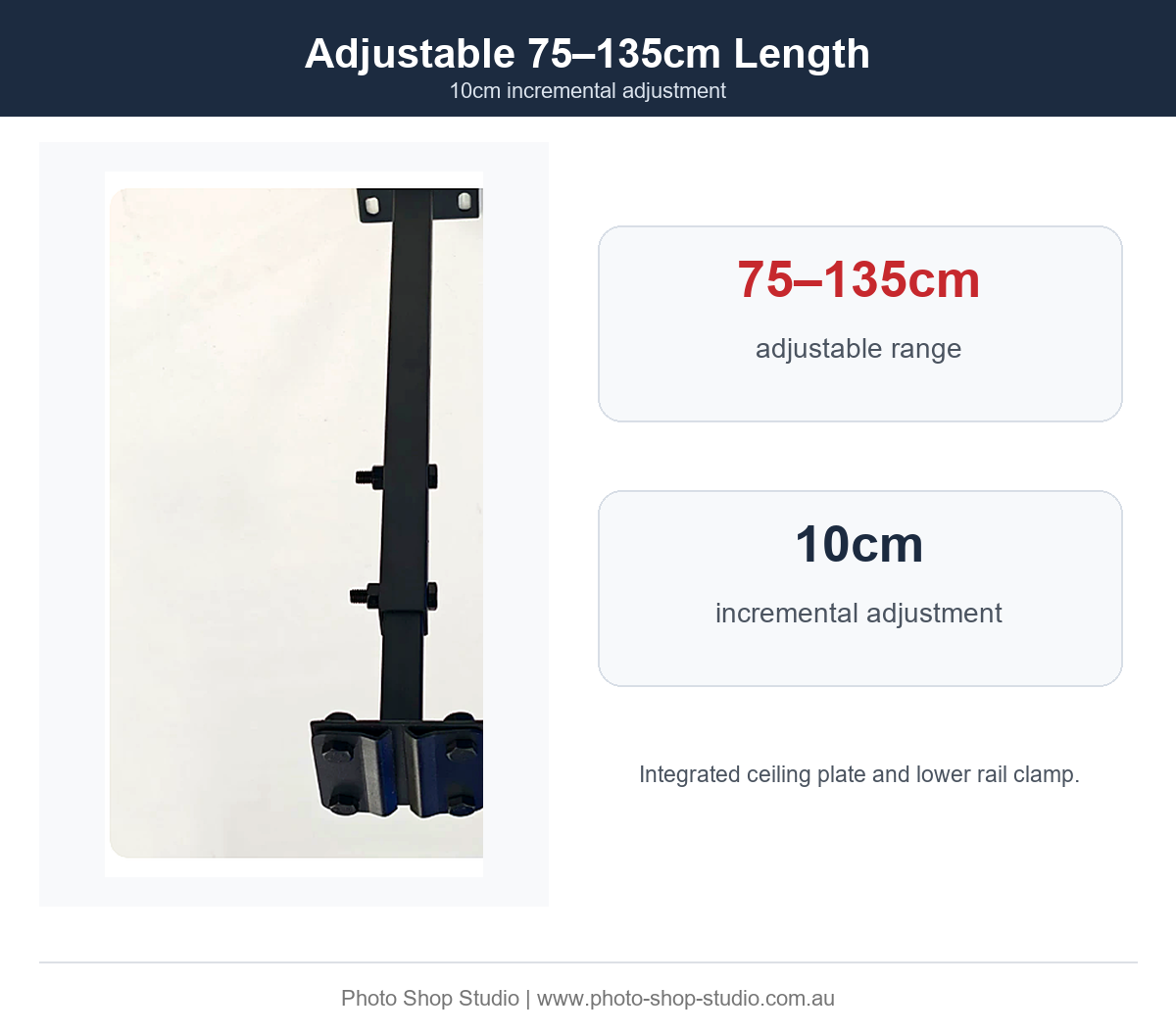Fotolux FOTCA75135 adjustable 75-135cm ceiling rail suspension arm range