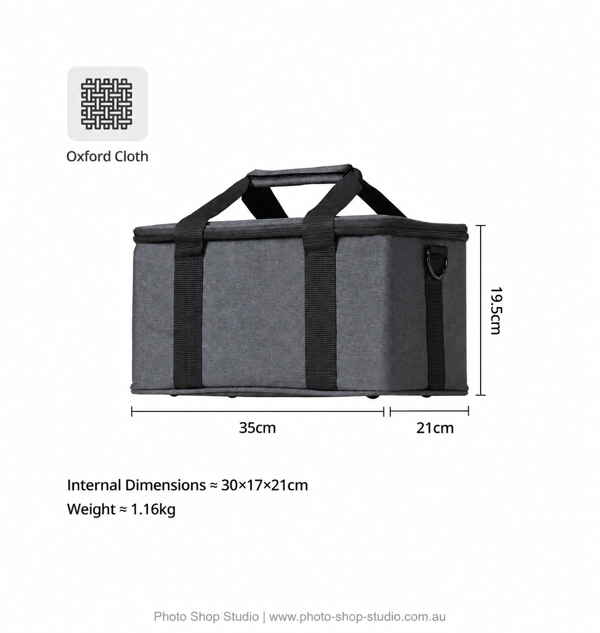 Fotolux PB18 Padded Photography Equipment Carry Bag with Shoulder Strap verified dimensions and specifications