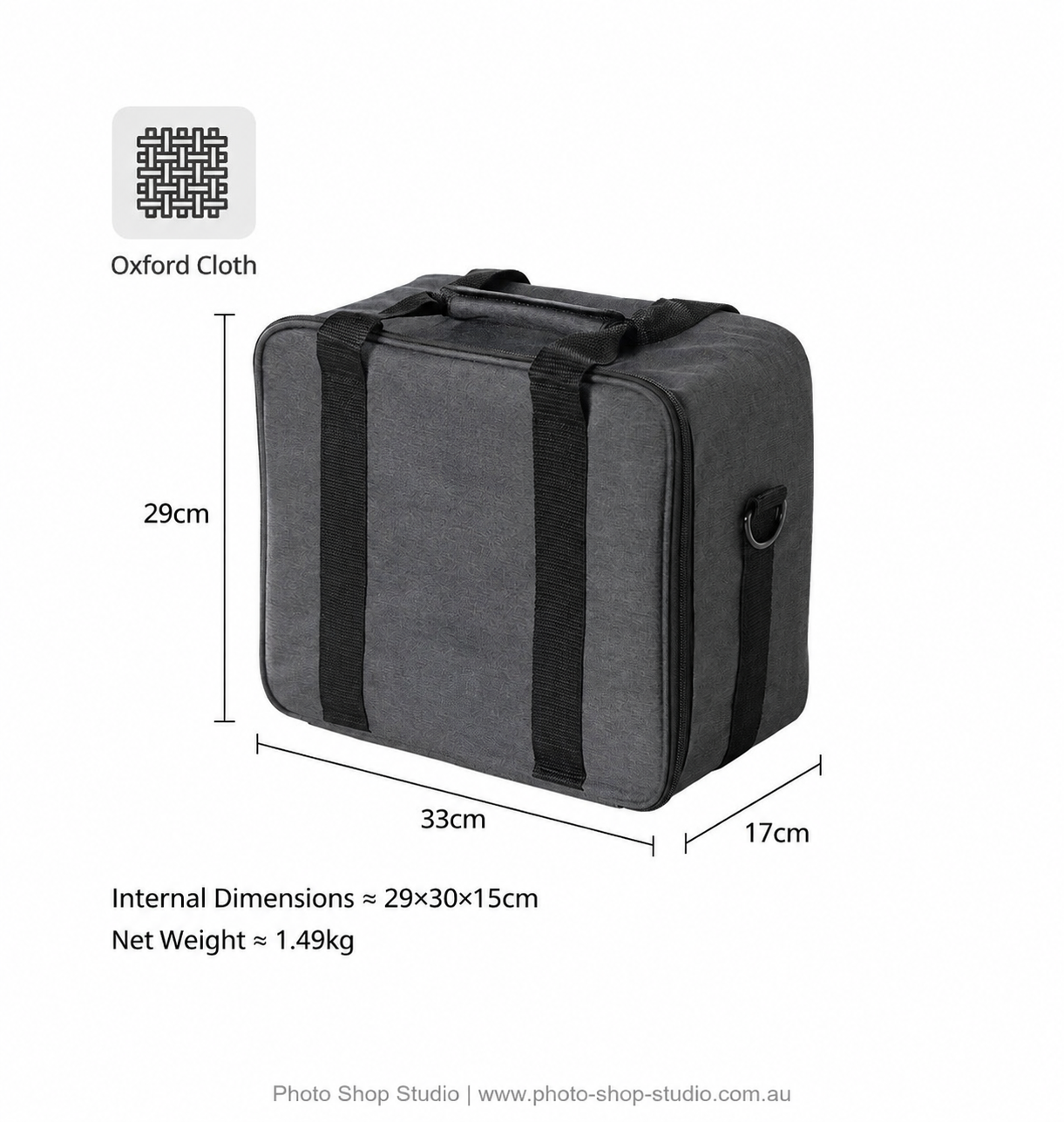 Fotolux PB19 Padded Photography Equipment Carry Bag with Adjustable Dividers verified dimensions and specifications